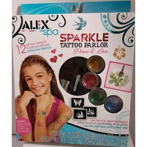 ALEX Spa Fun Sparkle Tattoo Parlor - Peace & Love Glittery Designs and Stencils